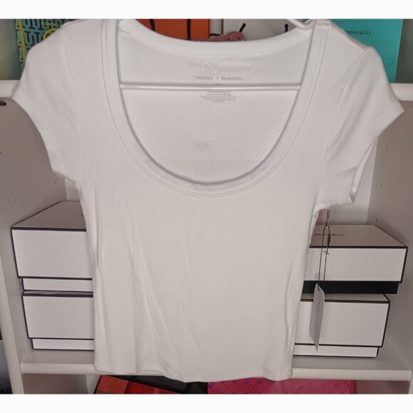 BETTER / TOGETHER WHITE KNITTED TEE - Picture 1 of 7